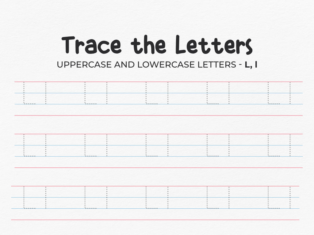 Uppercase And Lowercase Tracing Letter L Worksheet For Preschool