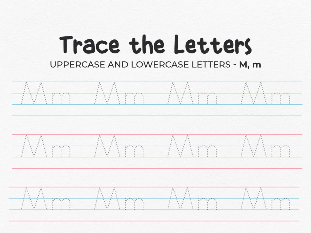 Uppercase And Lowercase Tracing Letter M Worksheet For Preschool