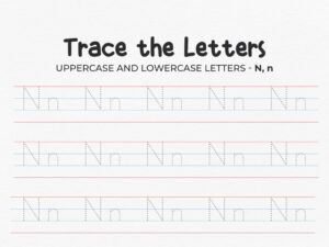 Uppercase And Lowercase Tracing Letter N Worksheet For Preschool