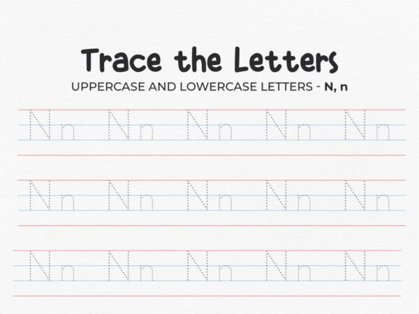 Uppercase And Lowercase Tracing Letter N Worksheet For Preschool