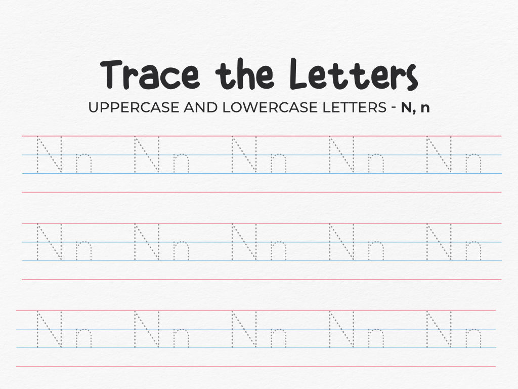 Uppercase And Lowercase Tracing Letter N Worksheet For Preschool