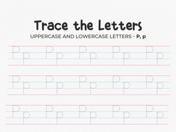 Uppercase And Lowercase Tracing Letter P Worksheet For Preschool