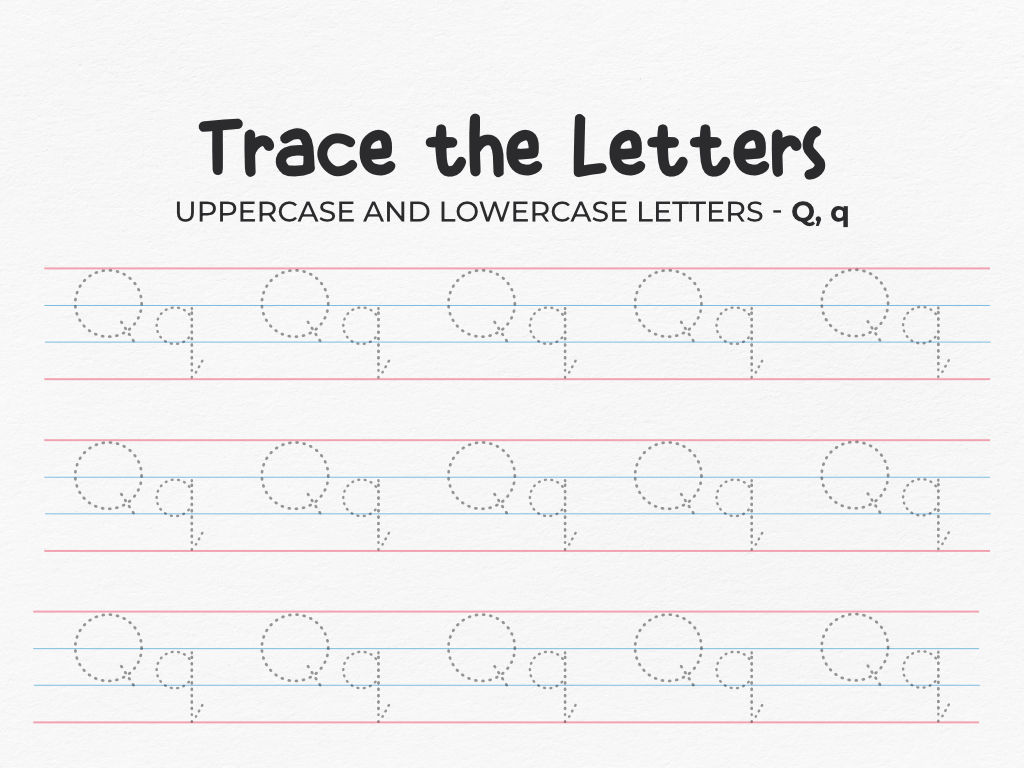 Uppercase And Lowercase Tracing Letter Q Worksheet For Preschool