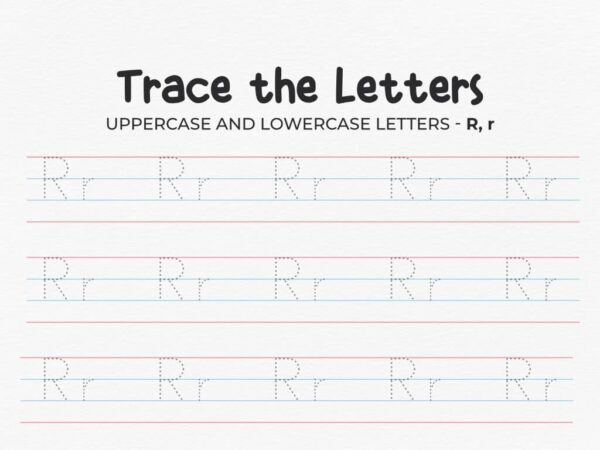 Uppercase And Lowercase Tracing Letter R Worksheet For Preschool