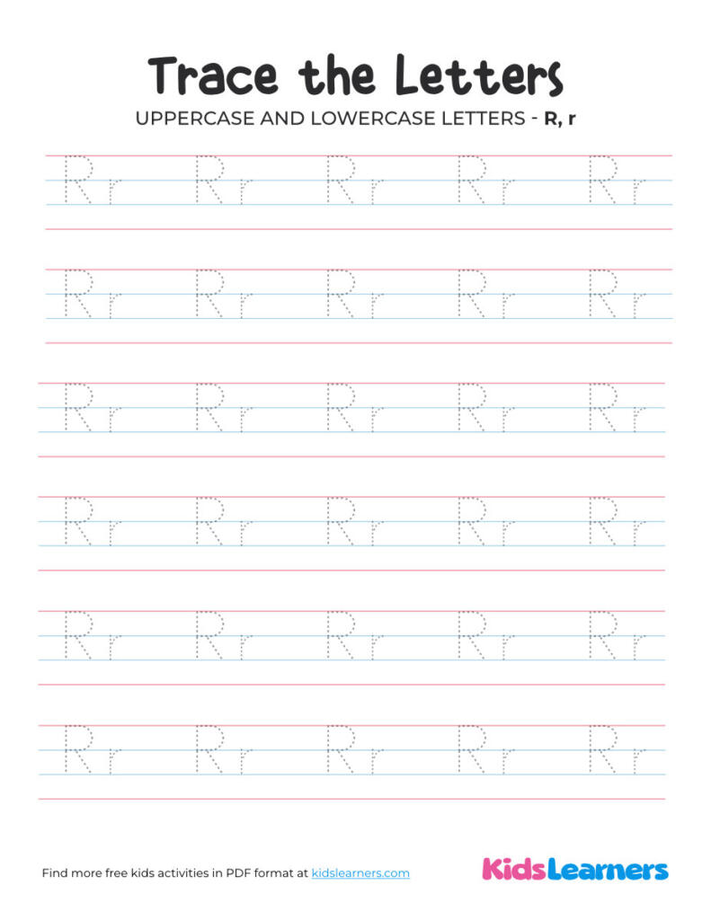 Uppercase And Lowercase Letter R Tracing Worksheet