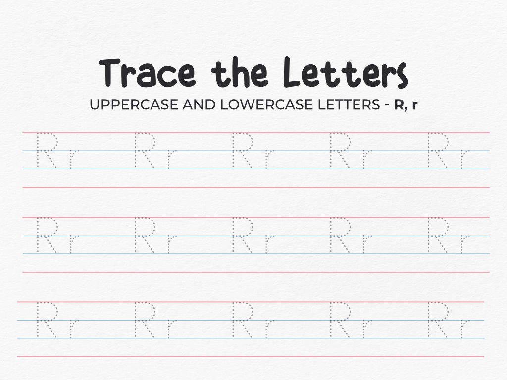 Uppercase And Lowercase Tracing Letter R Worksheet For Preschool