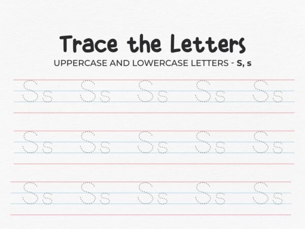 Uppercase And Lowercase Tracing Letter S Worksheet For Preschool