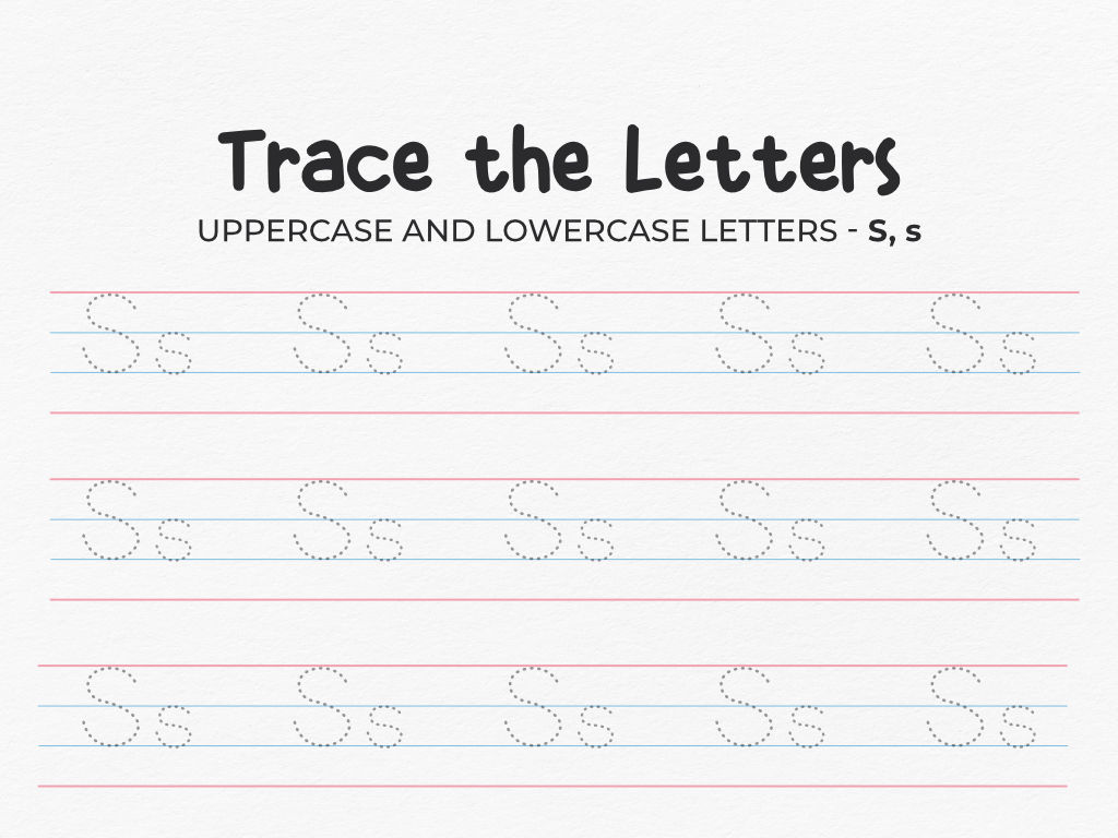 Uppercase And Lowercase Tracing Letter S Worksheet For Preschool