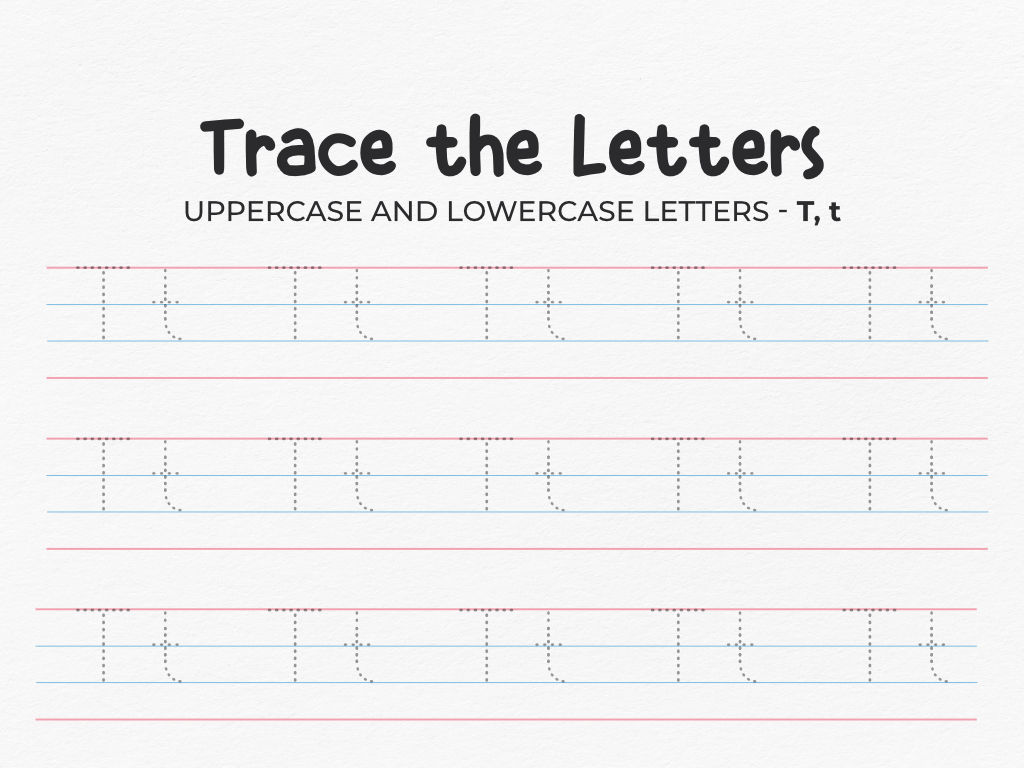 Uppercase And Lowercase Tracing Letter T Worksheet For Preschool