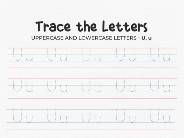 Uppercase And Lowercase Tracing Letter U Worksheet For Preschool