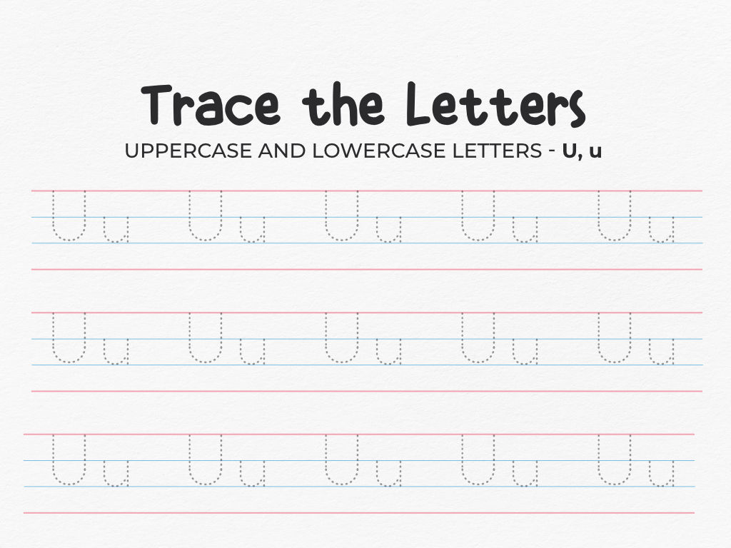 Uppercase And Lowercase Tracing Letter U Worksheet For Preschool