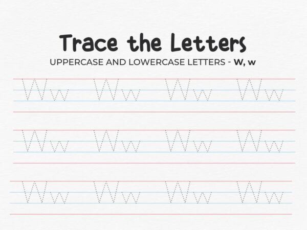 Uppercase And Lowercase Tracing Letter W Worksheet For Preschool