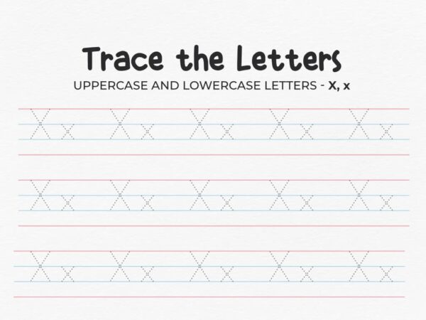 Uppercase And Lowercase Tracing Letter X Worksheet For Preschool