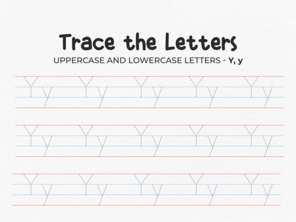 Uppercase And Lowercase Tracing Letter Y Worksheet For Preschool