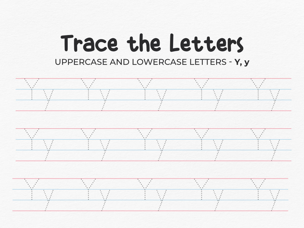 Uppercase And Lowercase Tracing Letter Y Worksheet For Preschool