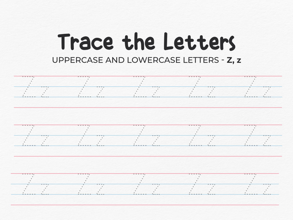 Uppercase And Lowercase Tracing Letter Z Worksheet For Preschool