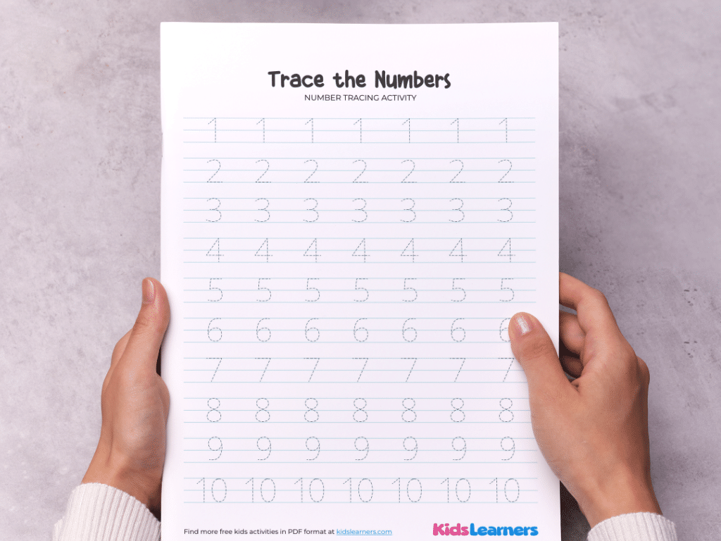 Free Printable Number Tracing Worksheet (1-10)