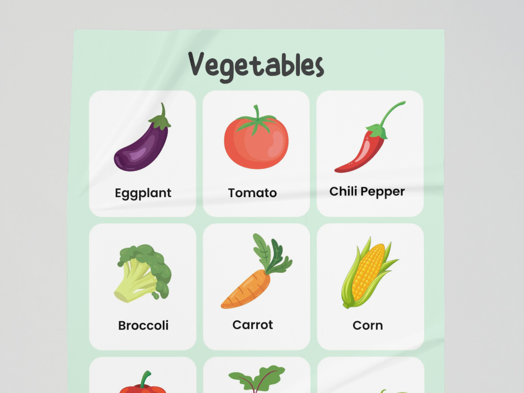 Free Downloadable Vegetable Poster for Kids