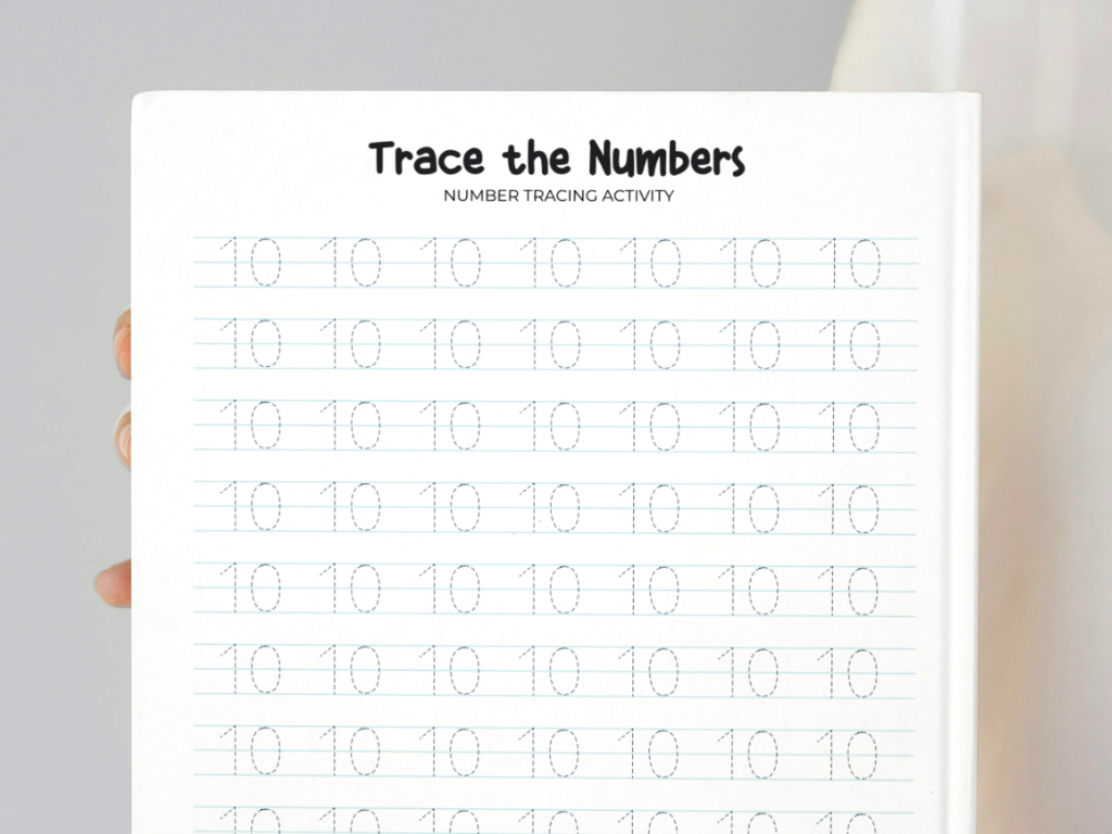 Free Number 10 Tracing Worksheet for Preschool