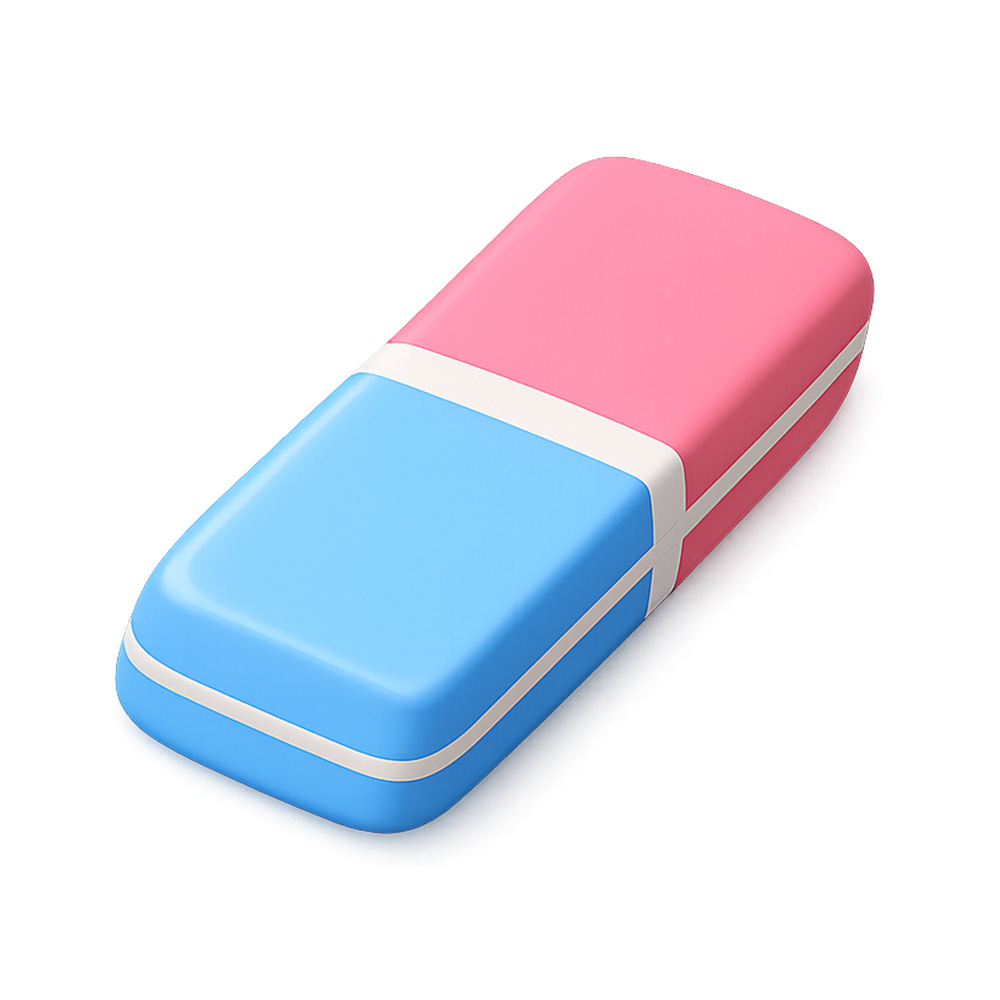 Colorful eraser clipart in 3D style for classroom and writing activities