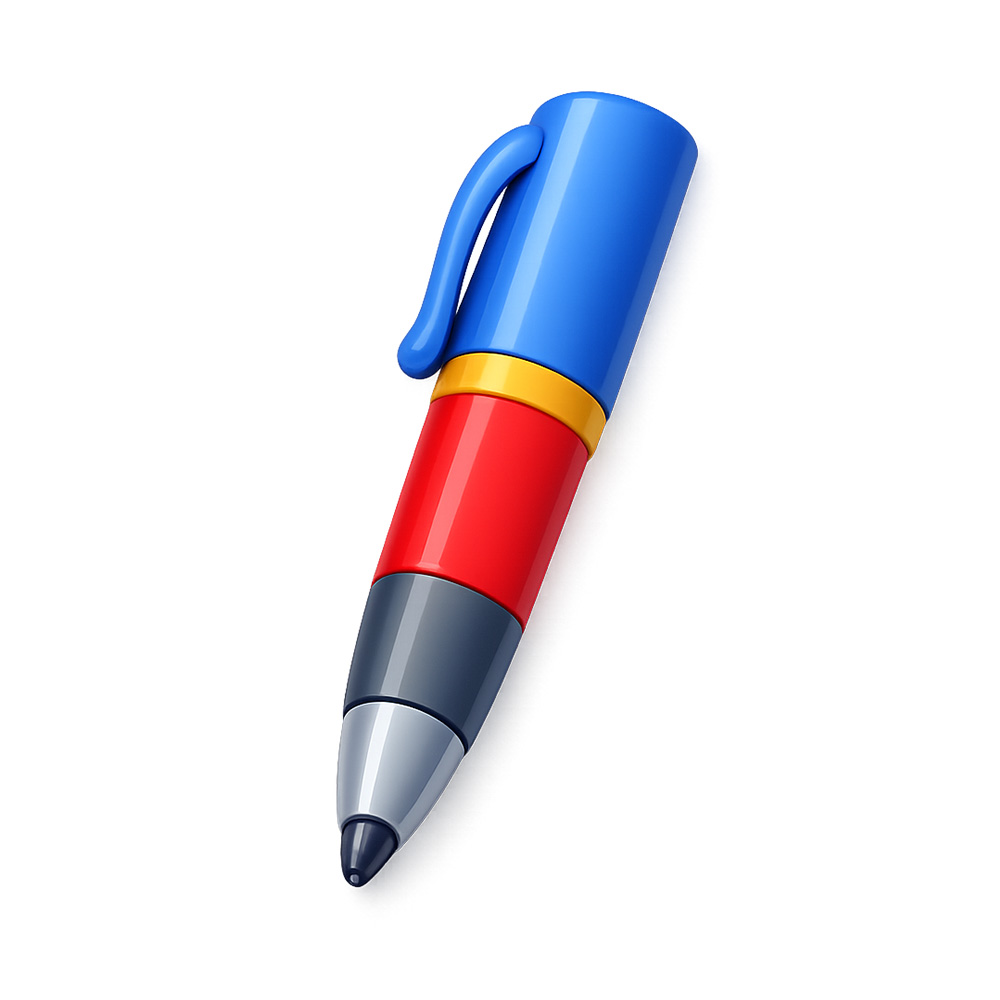 Colorful 3D pen clipart illustration for school and writing activities