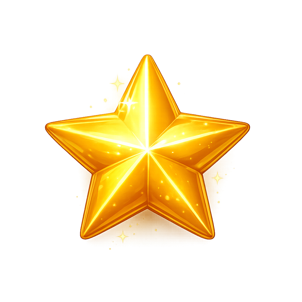 Golden star clipart illustration for classroom rewards and educational activities