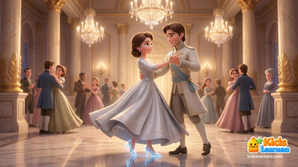 Cinderella 5 Cinderella story for kids showing Cinderella dancing with the prince