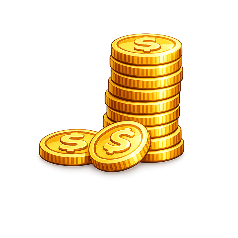 Stack of gold coins clipart with dollar symbols representing money