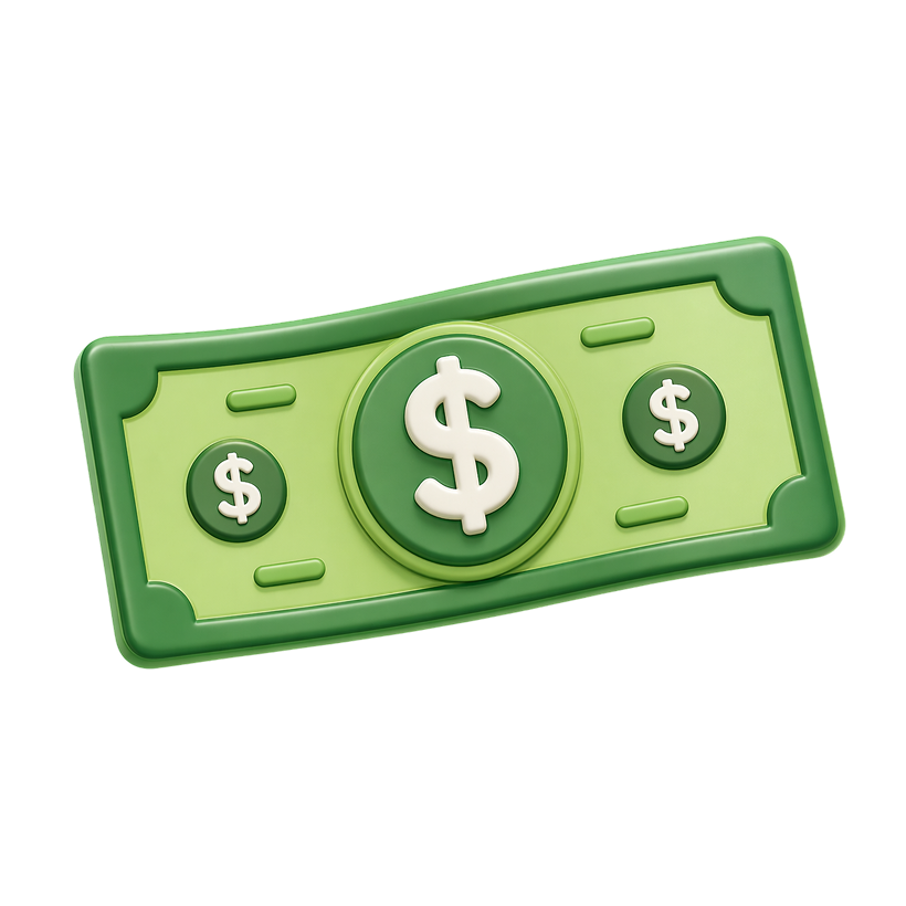 Green money clipart with dollar symbol representing currency for kids