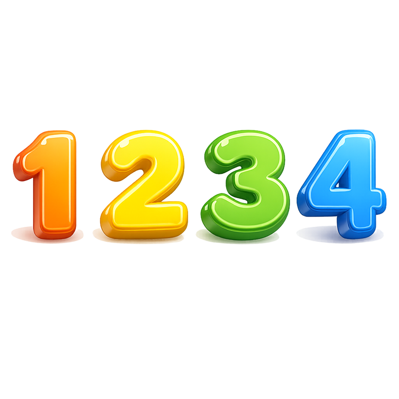 Numbers 1 to 4 Clipart