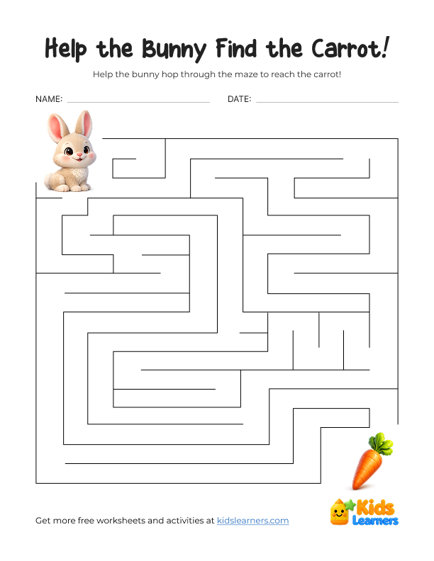 Bunny Maze Worksheet