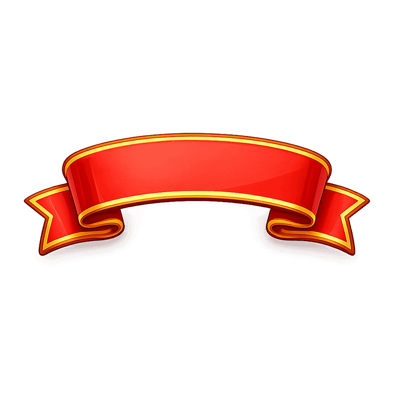 Red ribbon banner clipart with curled ends and decorative design