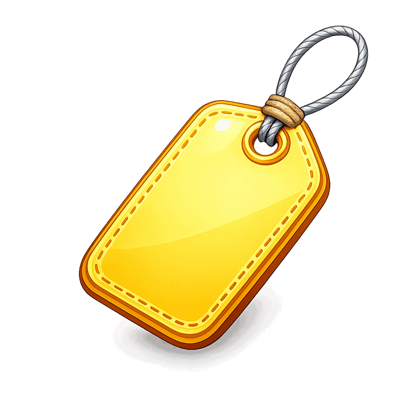 Yellow tag clipart with string loop for labels and organization